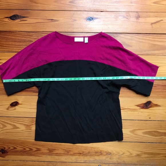 Chico’s Fushcia Black Shortsleeve Boxy Blouse, EUC, 1 - Picture 8 of 14